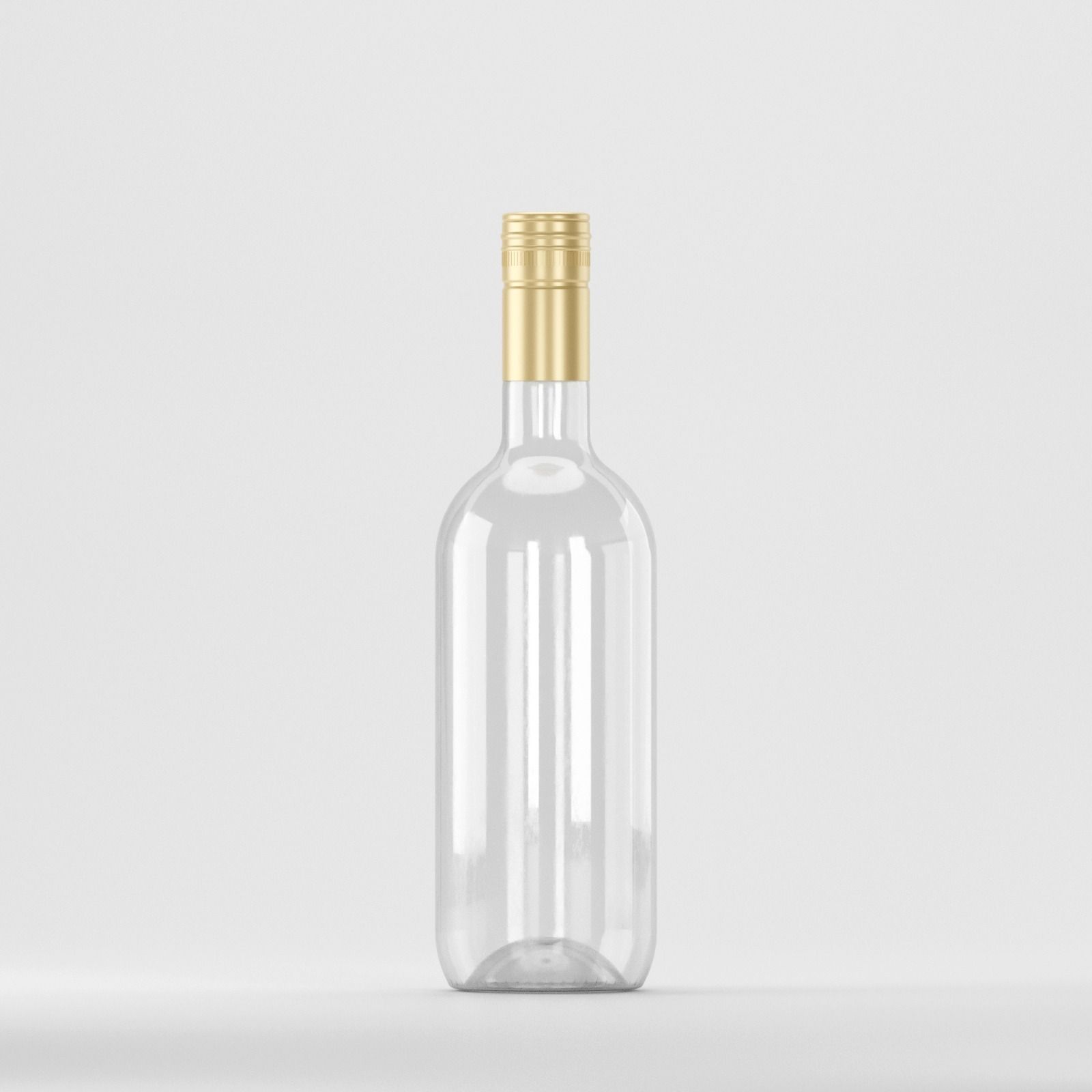 Flacon PET 750 ml rotund transparent – cu capac filetant auriu