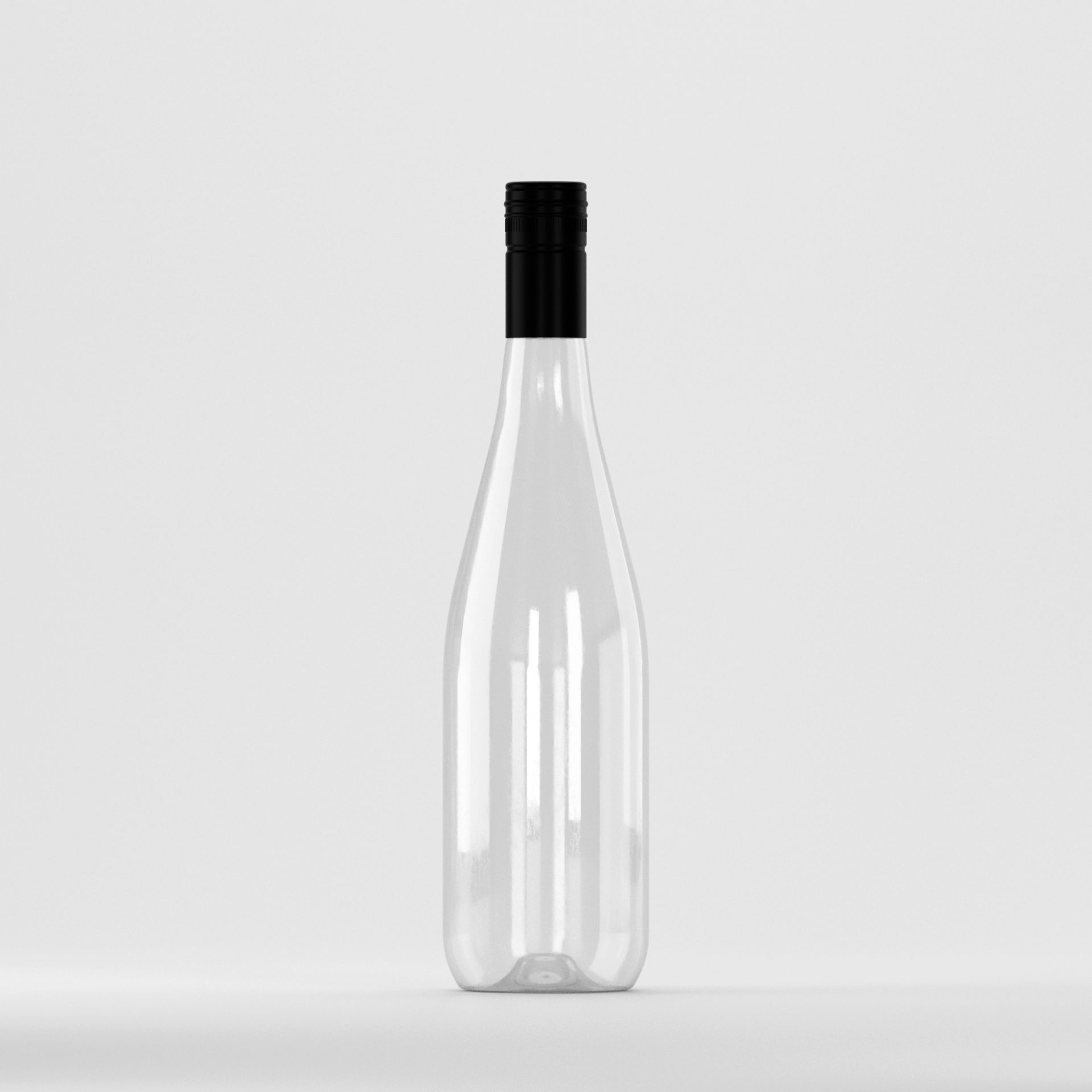 Flacon PET 750 ml transparent cu gât lung – cu capac filetant negru