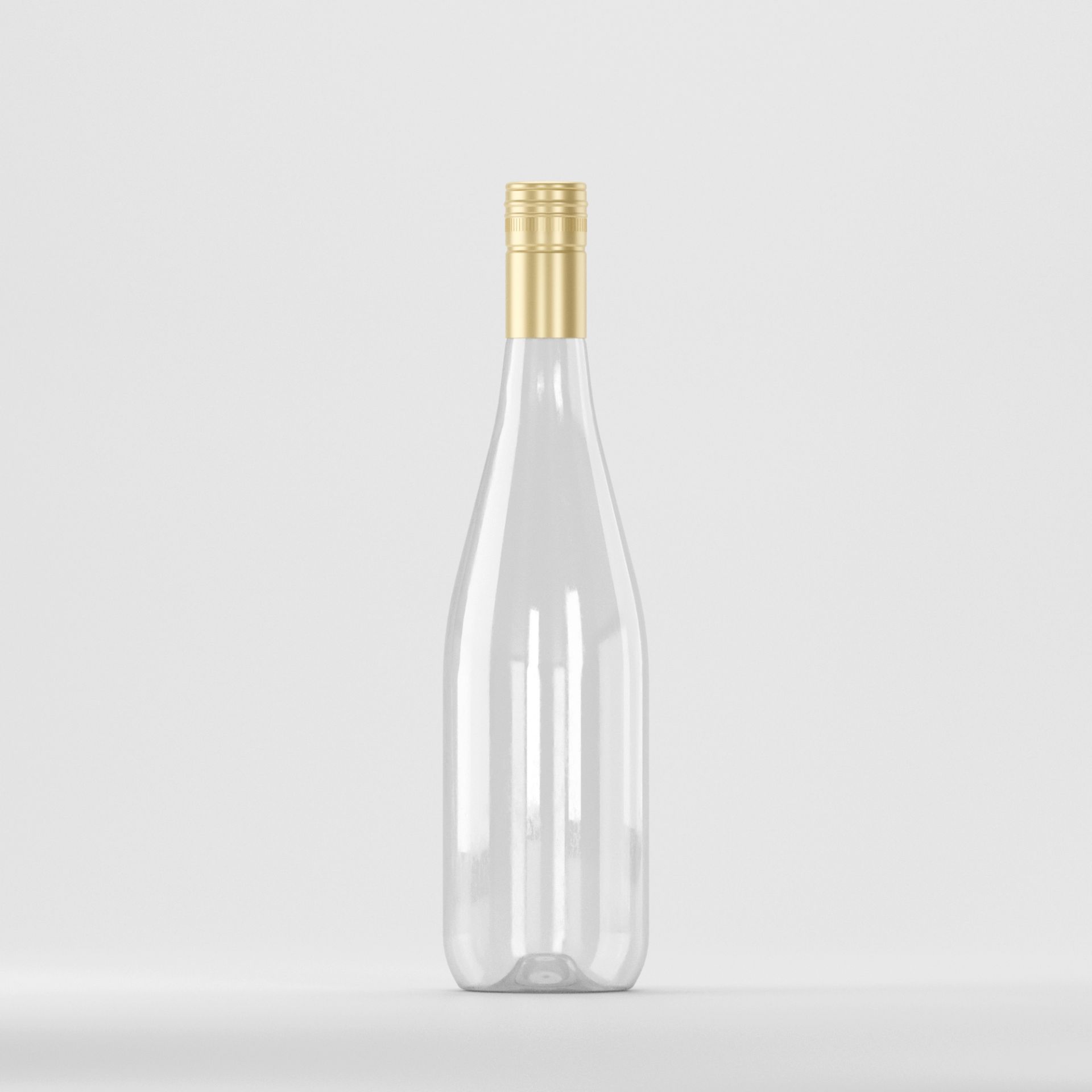 Flacon PET 750 ml transparent cu gât lung – cu capac filetant auriu