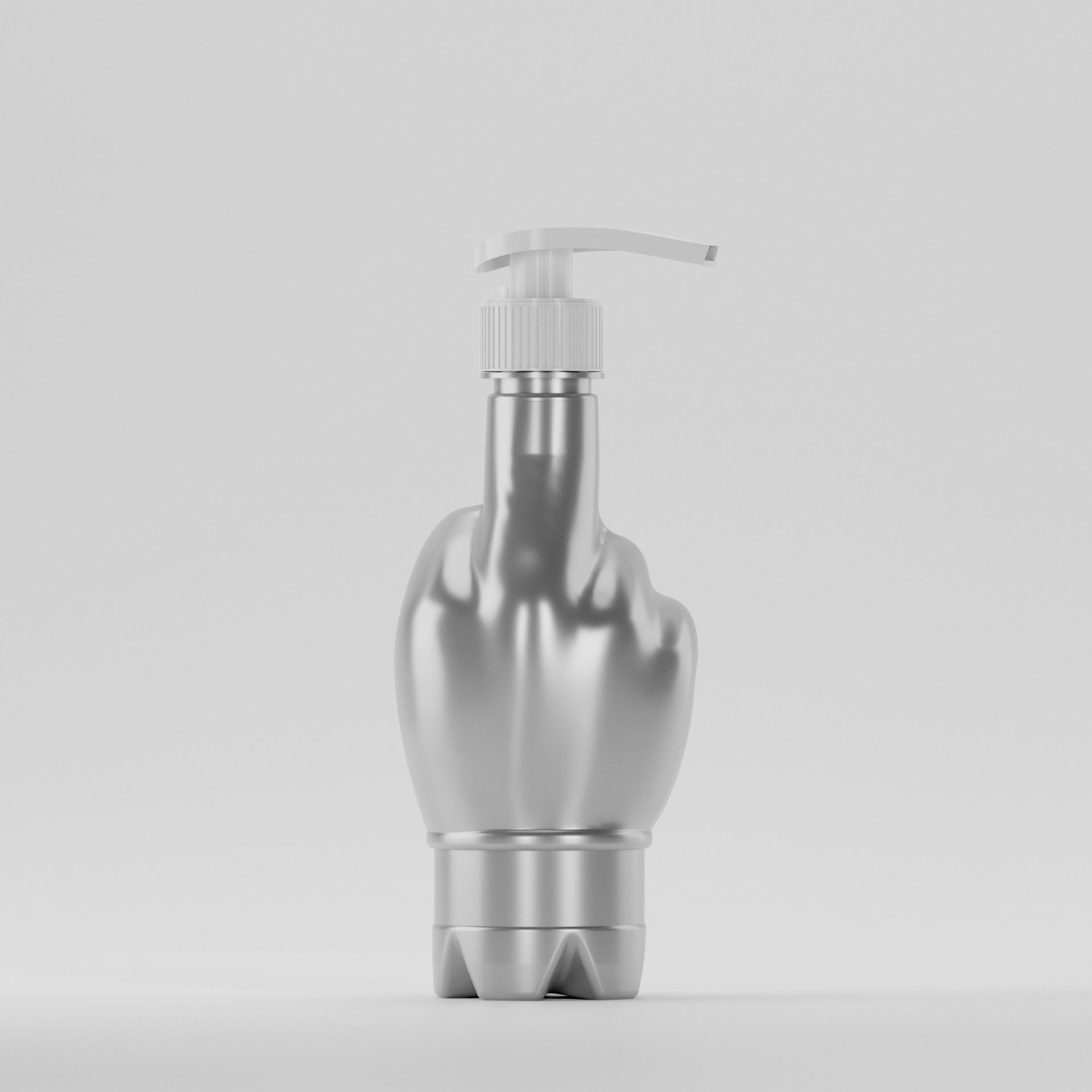 Flacon PET 370 ml Gri – 27 grame – Filet 28mm – cu Pompiță Albă