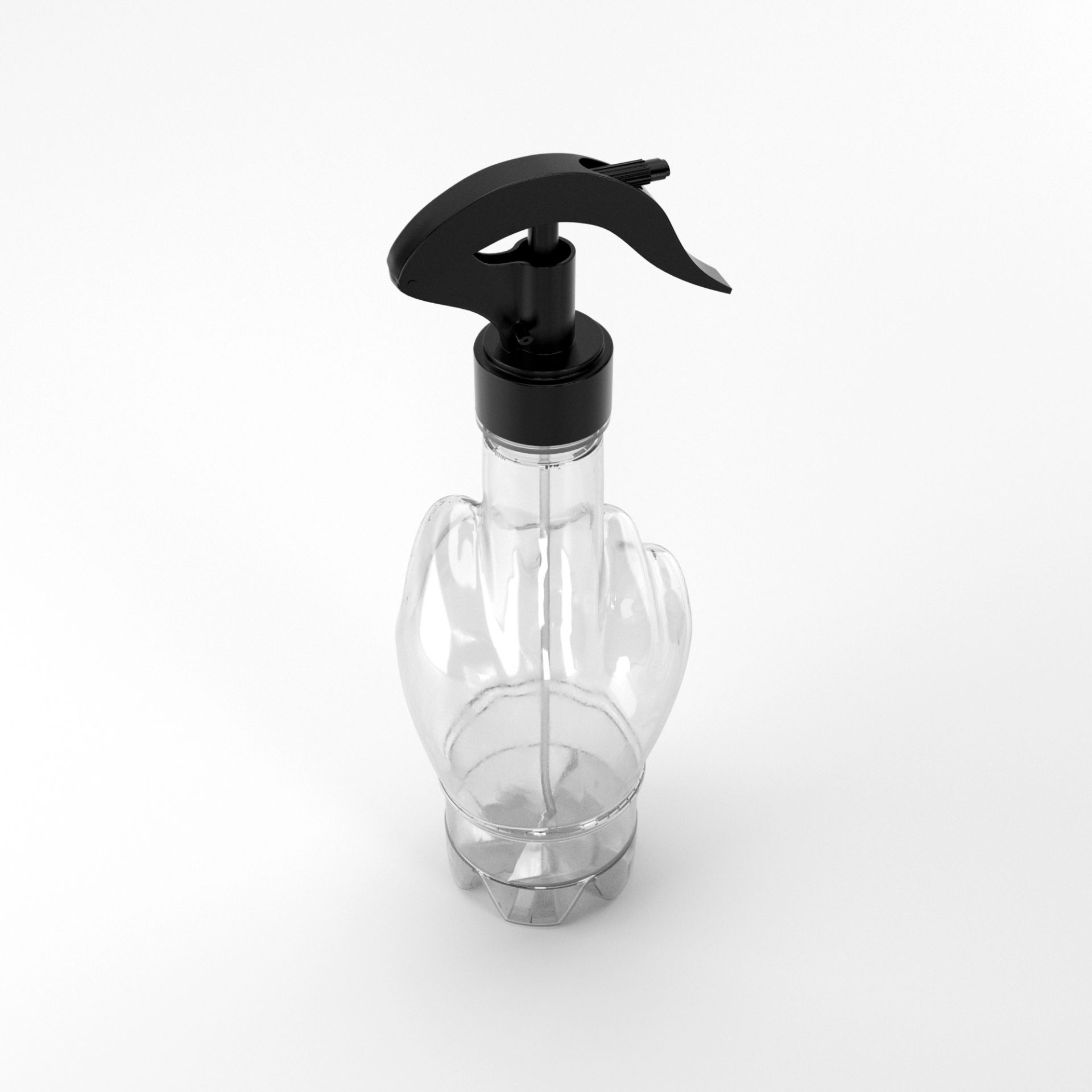 Flacon PET 370 ml Transparent – 30 grame – Filet 28mm – cu Pulverizator Negru